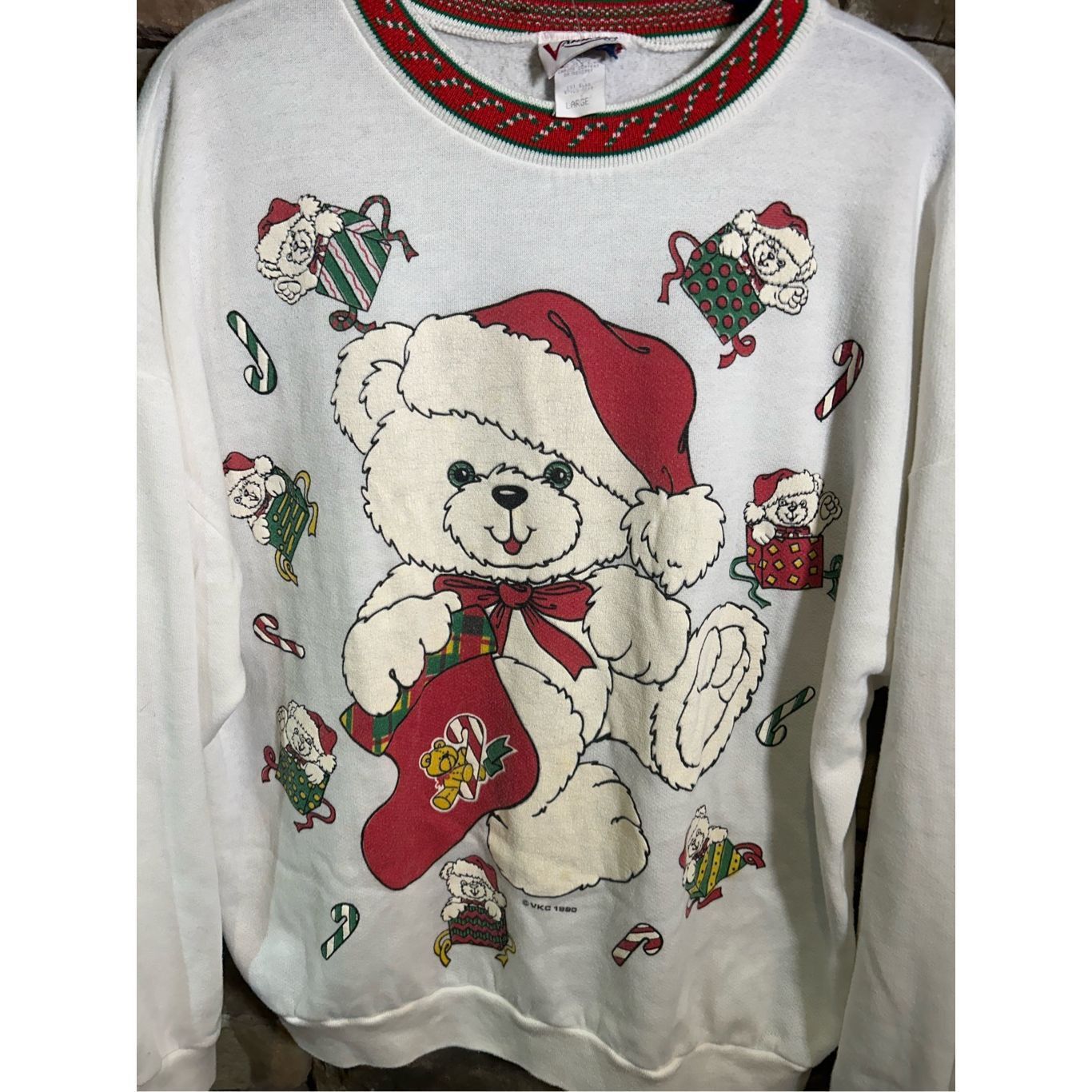 Vintage Women’s L - Vintage 1990s Teddy Bear Christmas Pretty Cute R Size L / US 10 / IT 46 - 2 Thumbnail