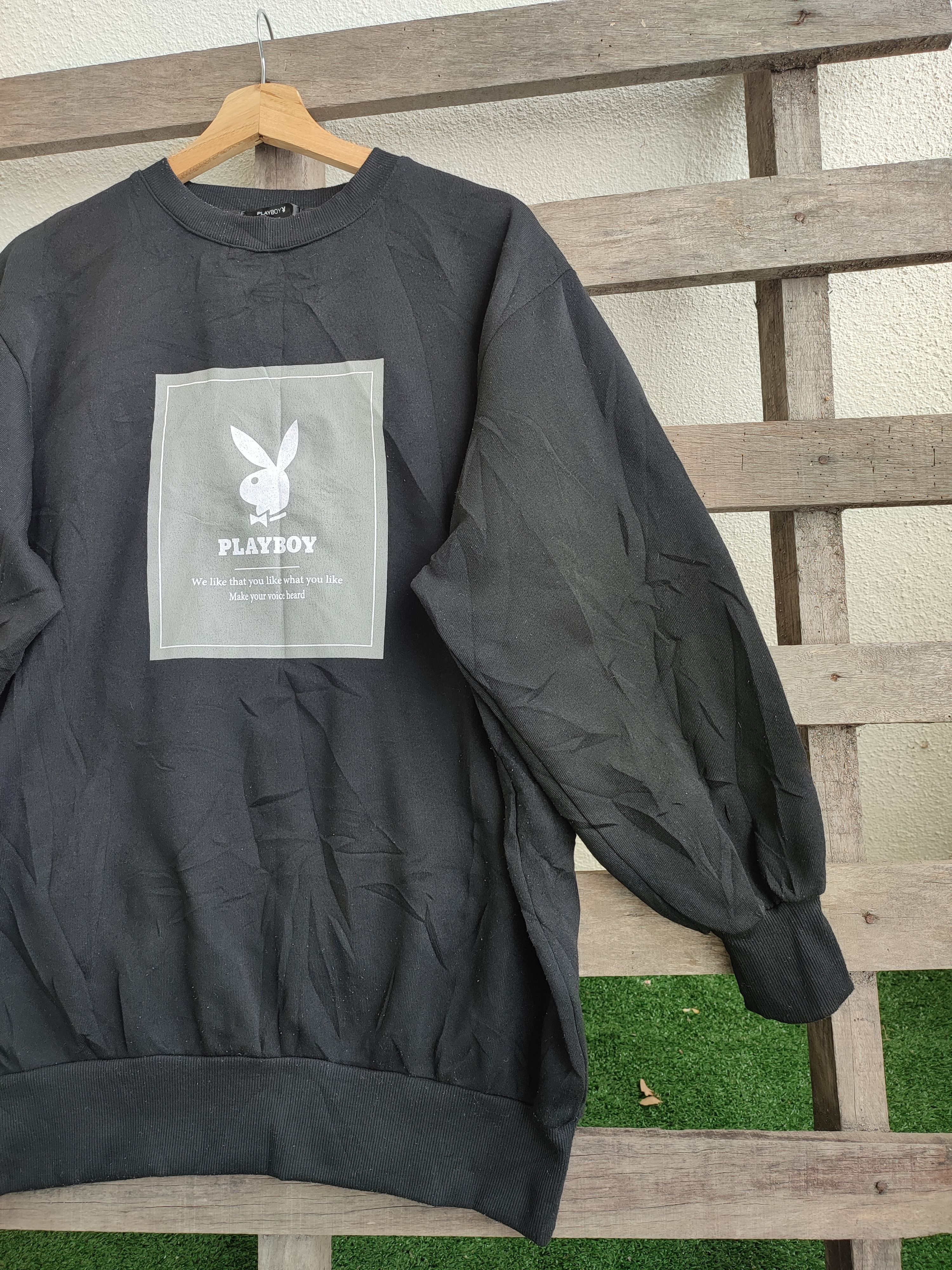 Playboy 💥Vintage 💥 Playboy Box Logo Sweatshirt Size US XL / EU 56 / 4 - 2 Thumbnail