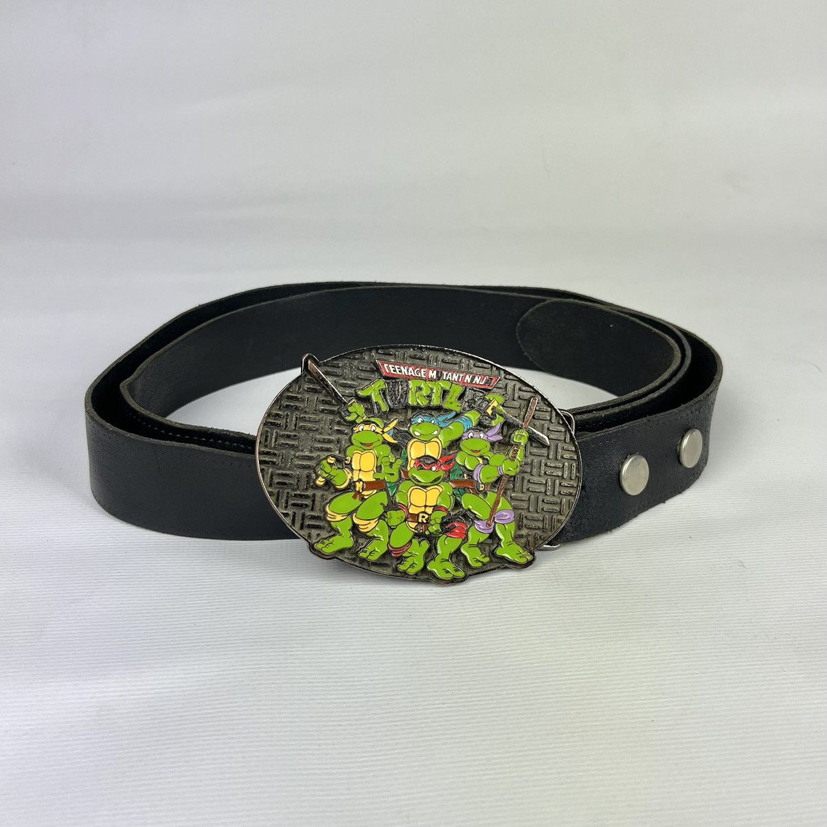 Cartoon Network × Vintage Very Rare Vintage Teenage Mutant Ninja Turtle buckle belt 90 Size ONE SIZE - 2 Thumbnail