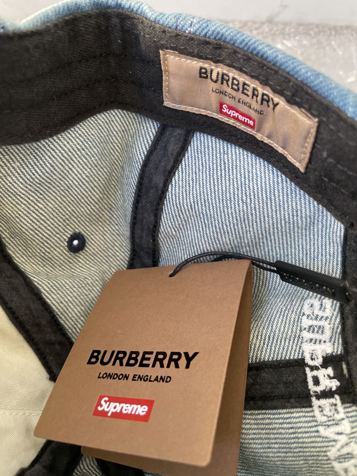 Burberry × Supreme Supreme Burberry Denim 6-Panel Washed Blue Cap Size ONE SIZE - 2 Thumbnail