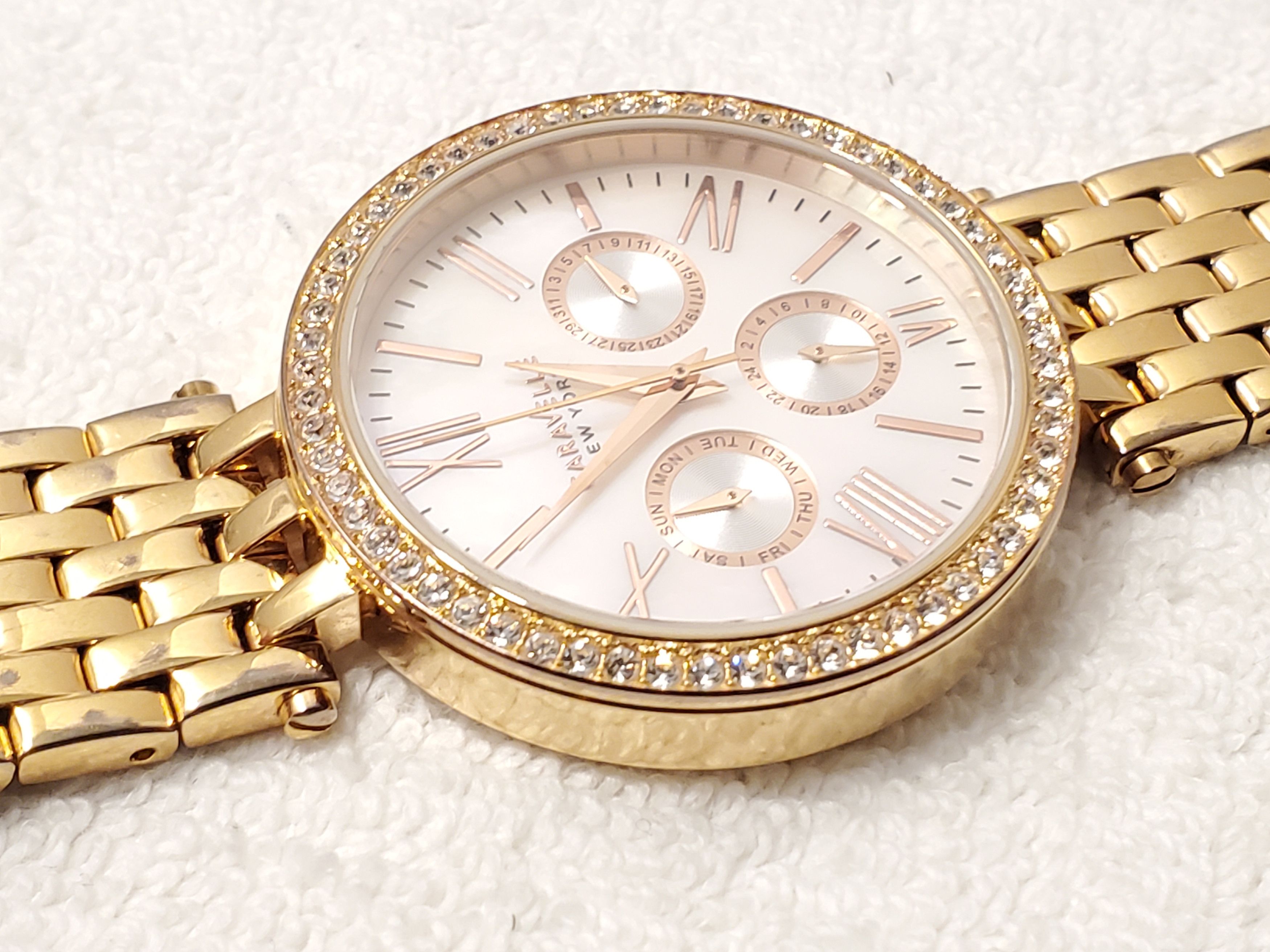 Caravelle by Bulova Caravelle New York Watch Crystals Bezel Mother Pearl Dial SS Size ONE SIZE - 8 Thumbnail