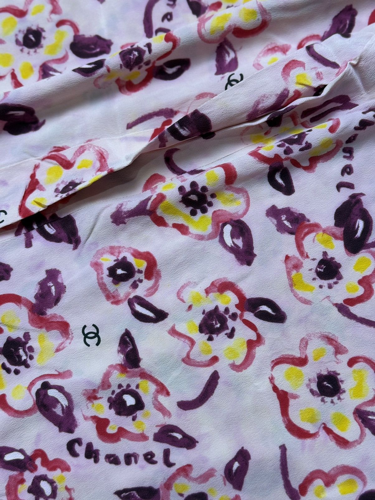 Chanel × Karl Lagerfeld Vintage Chanel - 1996 Floral Silk Pants - Karl Lagerfeld Size 26" / US 2 / IT 38 - 4 Thumbnail