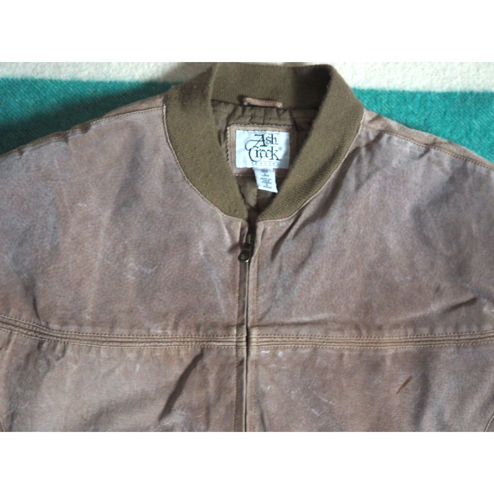 ASH VTG Ash Creek Leather Bomber Jacket Coat Mens L 90s Full Zip Lined Brown Zip Jacket - Casual Vintage 90s Bomber Mens L Brown Leather Ash Creek Size US L / EU 52-54 / 3 - 3 Thumbnail