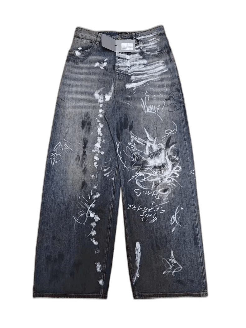 Balenciaga Balenciaga Graffiti Hand-painted Denim Pants-2507 Size US 30 / EU 46 - 1 Thumbnail