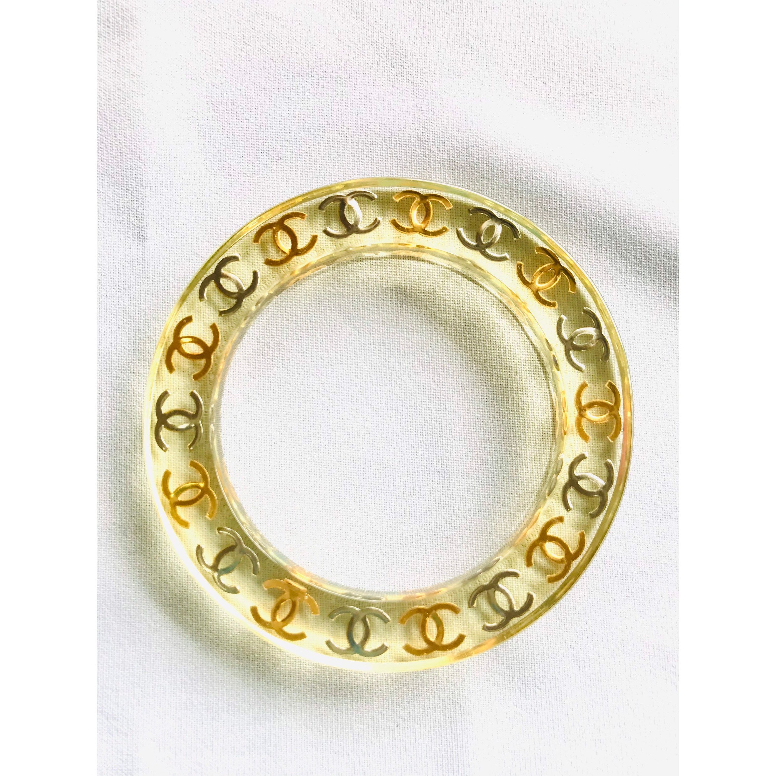 Chanel Vintage CHANEL resin bangle with gold and silver CC Size ONE SIZE - 4 Thumbnail