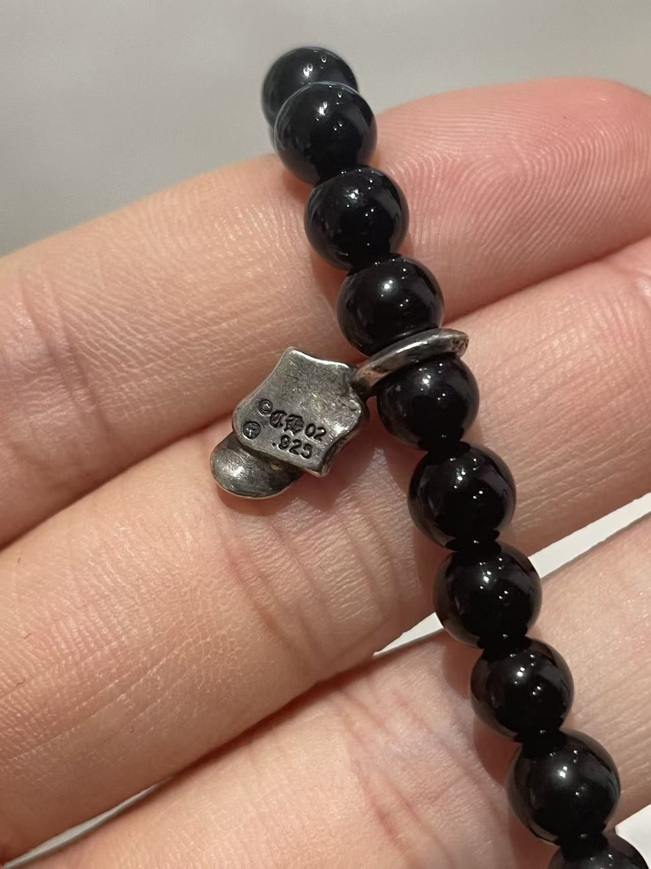 Chrome Hearts Chrome Hearts 6mm Obsidian Silver Tongue Beaded Bracelet Size ONE SIZE - 5 Thumbnail