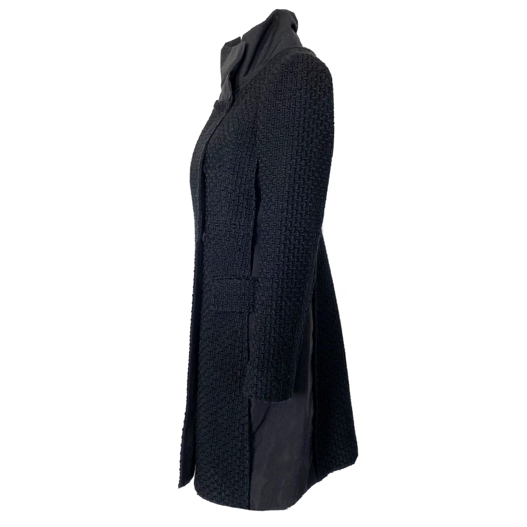Bcbgmaxazria BCBGMAXAZRIA Coat Wool Blend Black Mid-Length Overcoat M Womens Wool Blend Lined Snap Front Size M / US 6-8 / IT 42-44 - 3 Thumbnail