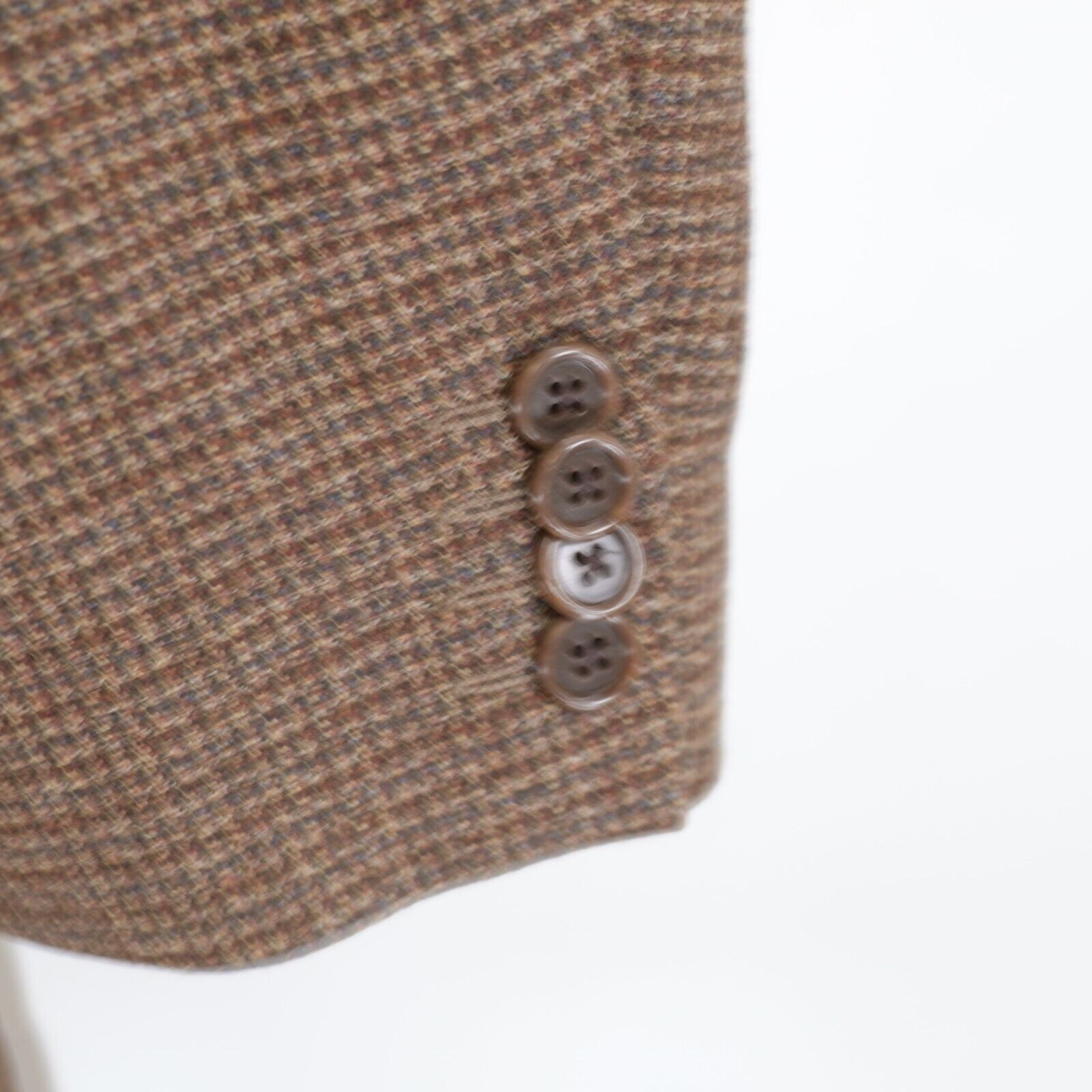 Designer Talbots Men Brown Tan Gray Check Tweed Wool 3 Button Sport C Size 42R - 3 Thumbnail