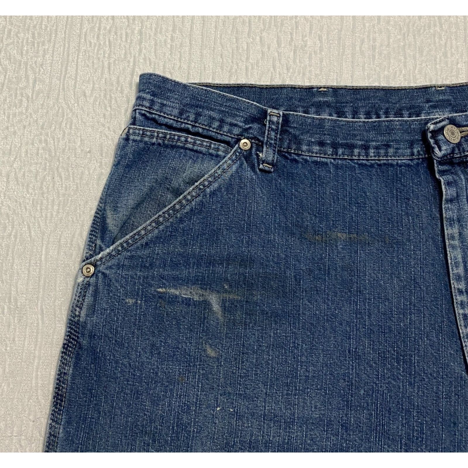 Wrangler Wrangler Mens Carpenter Jeans Size 42×30 Blue Straight Wide Leg Jeans Size US 42 / EU 58 - 3 Thumbnail