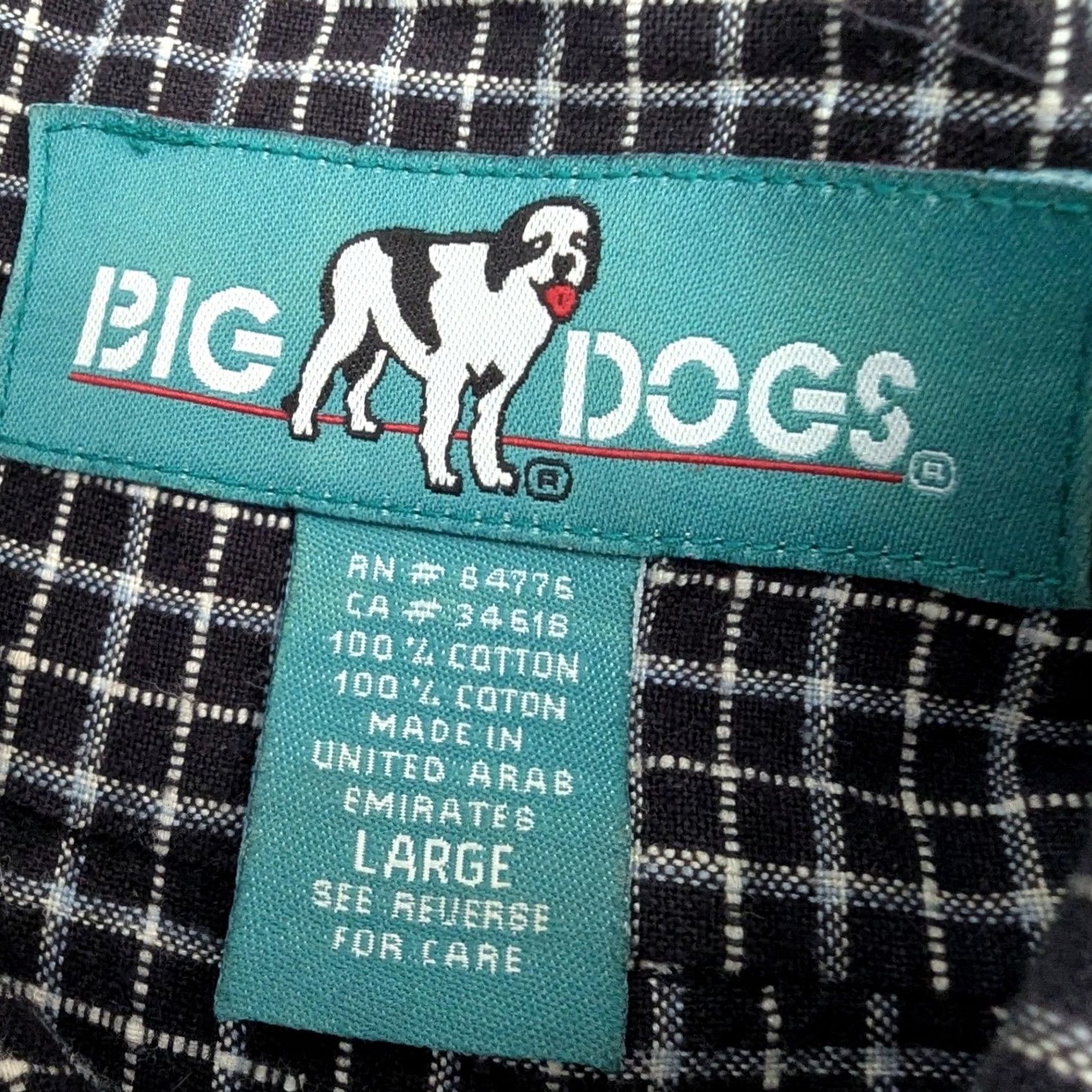 Big Dogs VINTAGE Big Dogs Button-Down Shirt Grid Short Sleeve Mens XL Black White Check/Embroidered Dog Logo Regular Fit (90s) Size US XL / EU 56 / 4 - 6 Thumbnail