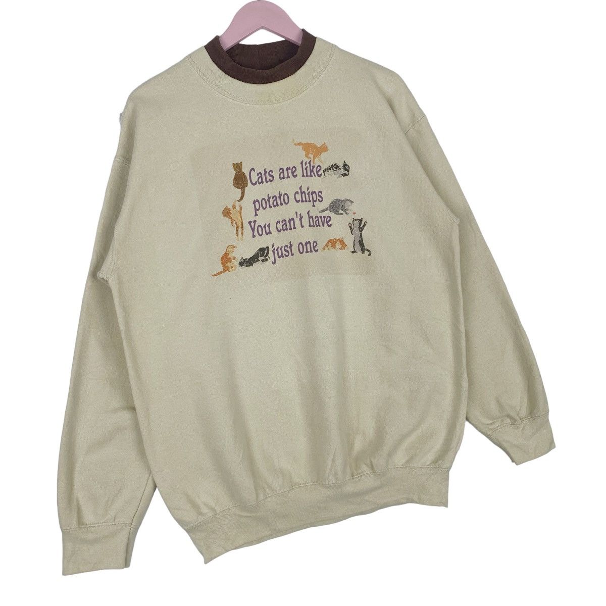 Designer × Vintage Cat Are Like Potato Chips Sweatshirt Crewneck Pullover Size US M / EU 48-50 / 2 - 4 Thumbnail