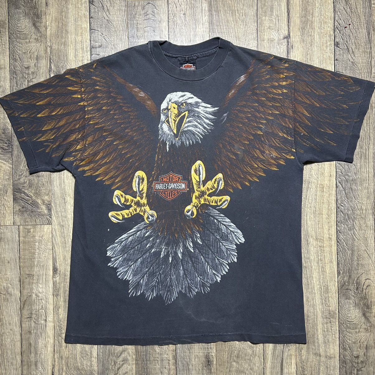 Vintage 1993 Harley Davidson T-Shirt Size Large AOP Print