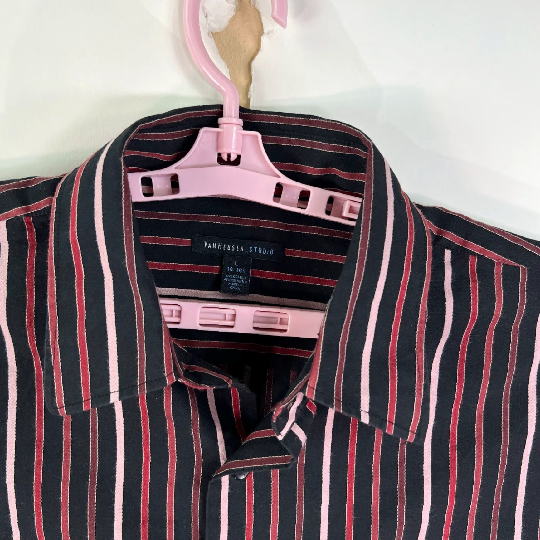 Van Heusen Van Heusen Studio Striped Casual Button Up Shirt Mens Size L 16/16.5 Black Red Size US L / EU 52-54 / 3 - 3 Thumbnail