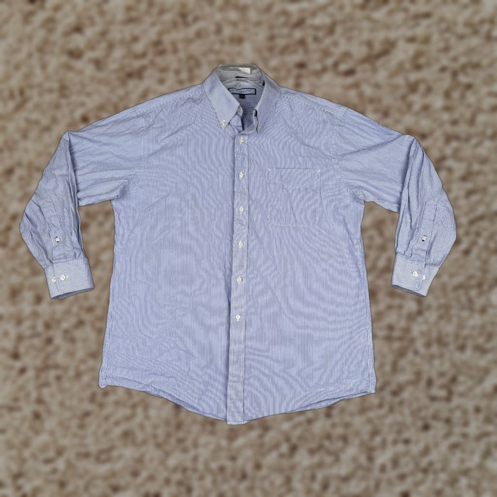 Tommy Hilfiger Tommy Hilfiger Shirt Men Large Blue Stripe Button Up Long Sleeve Pocket-Down Collar. Size US L / EU 52-54 / 3 - 1 Thumbnail