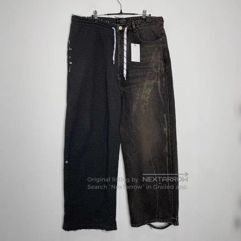 Balenciaga size XS Patchwork Denim Sweatpants in Dark Grey