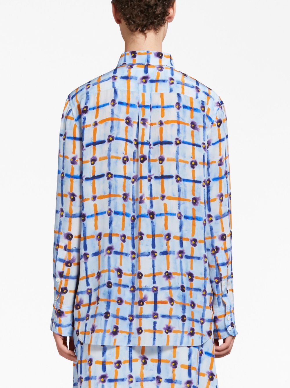 Marni o1w1db10125 Print Pointed Collar Silk Shirt in Multicolor Size S / US 4 / IT 40 - 4 Thumbnail