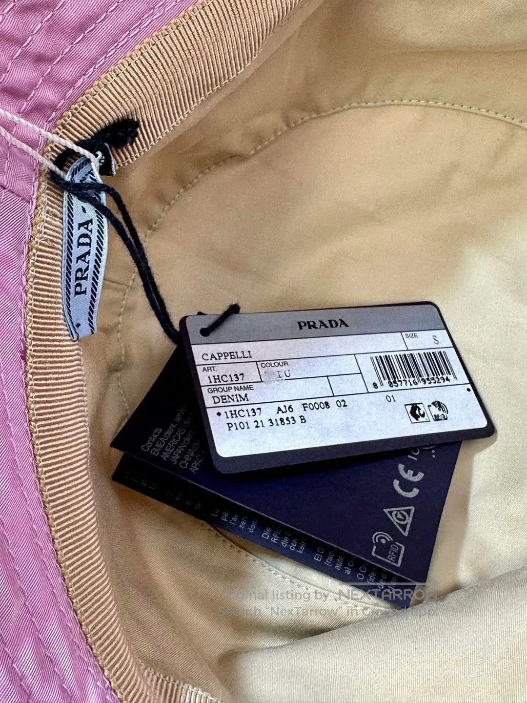 Prada Prada Pink Triangle Logo Bucket Hat. Size ONE SIZE - 3 Thumbnail