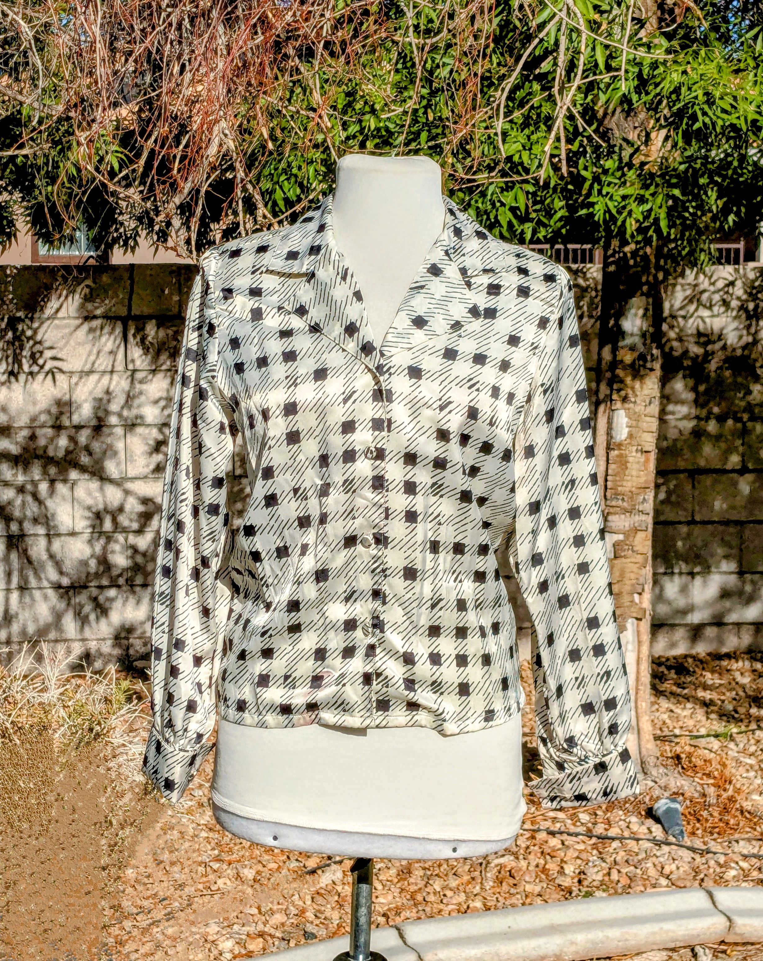 Other VTG Josephine Petites White Check Shiny Shimmer Blouse Shirt Size XS / US 0-2 / IT 36-38 - 1 Thumbnail