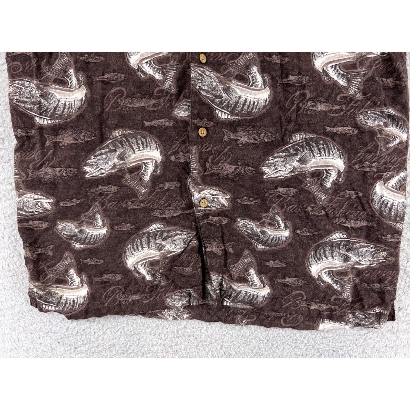 Vintage PURITAN Shirt Mens M Brown Fish Bass Fishing Rayon Button-Up Hawaiian Size US M / EU 48-50 / 2 - 5 Thumbnail