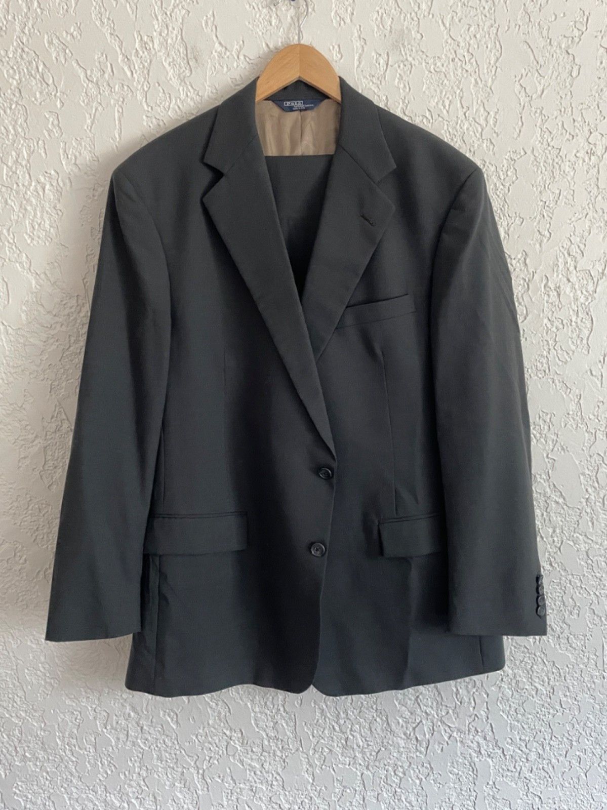 Polo Ralph Lauren 🔥 Polo Ralph Lauren® RARE 80s Earth Toned Green / Gray Suit Size 46L - 1 Thumbnail