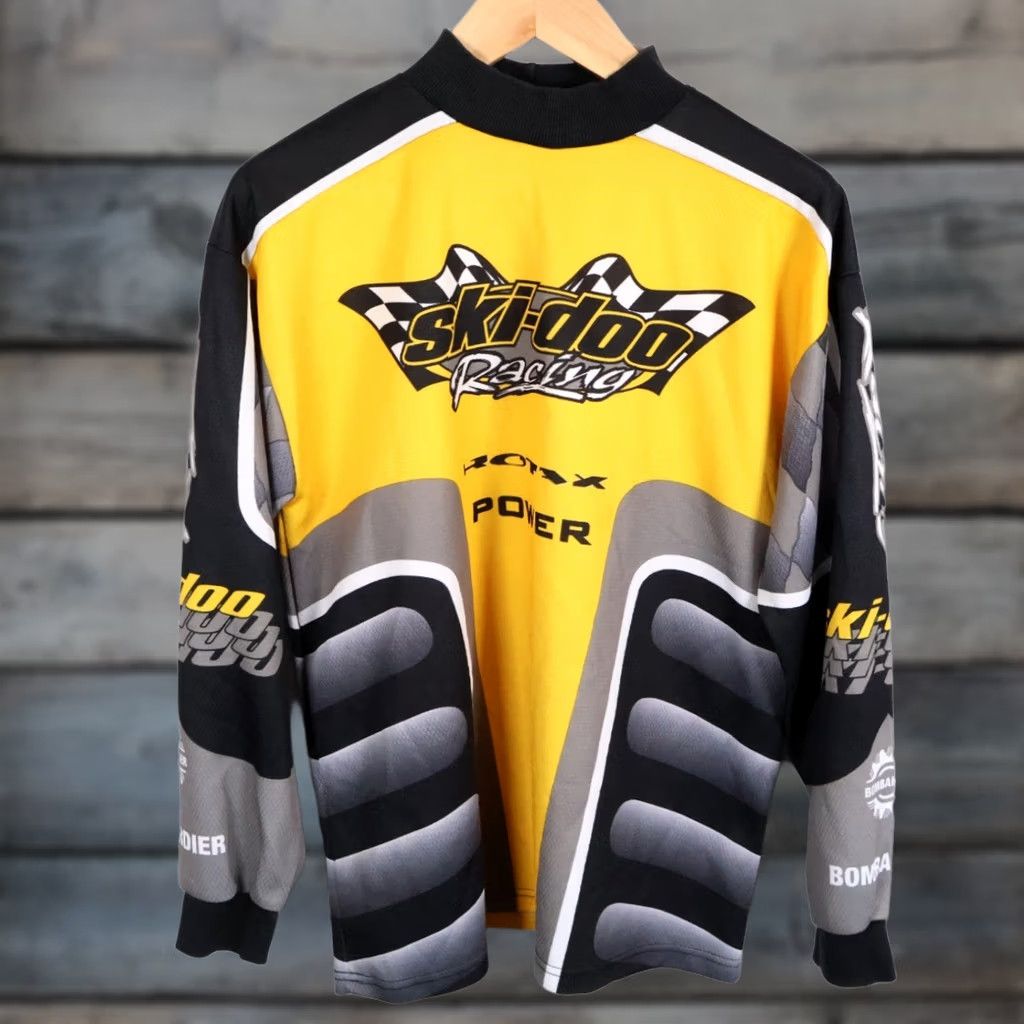 Vintage VTG Ski-Doo Racing Jersey Men Large Yellow Black Long Sleeve Rotax Power Shirt Size US L / EU 52-54 / 3 - 1 Thumbnail