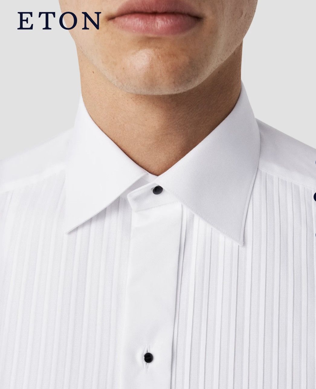 Eton Eton White Plissé Tuxedo Shirt-Size 47 / 18.5-French Cuff Size US XL / EU 56 / 4 - 4 Thumbnail