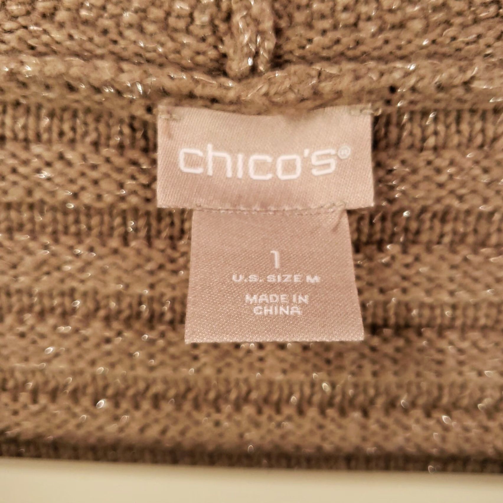 Vintage Chicos Wool Cardigan Vest Womens Medium Tan Shimmer Sparkle Ribbed Sweater Size M / US 6-8 / IT 42-44 - 6 Thumbnail