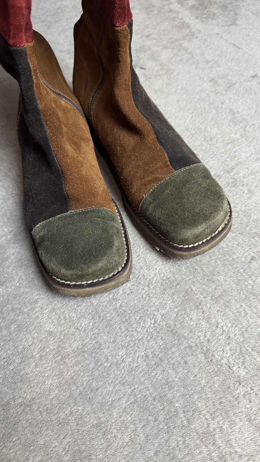 Vintage Faded Boho Patchwork Leather Suede Boots 80 90s cdg gtat Size US 7 / IT 37 - 7 Thumbnail
