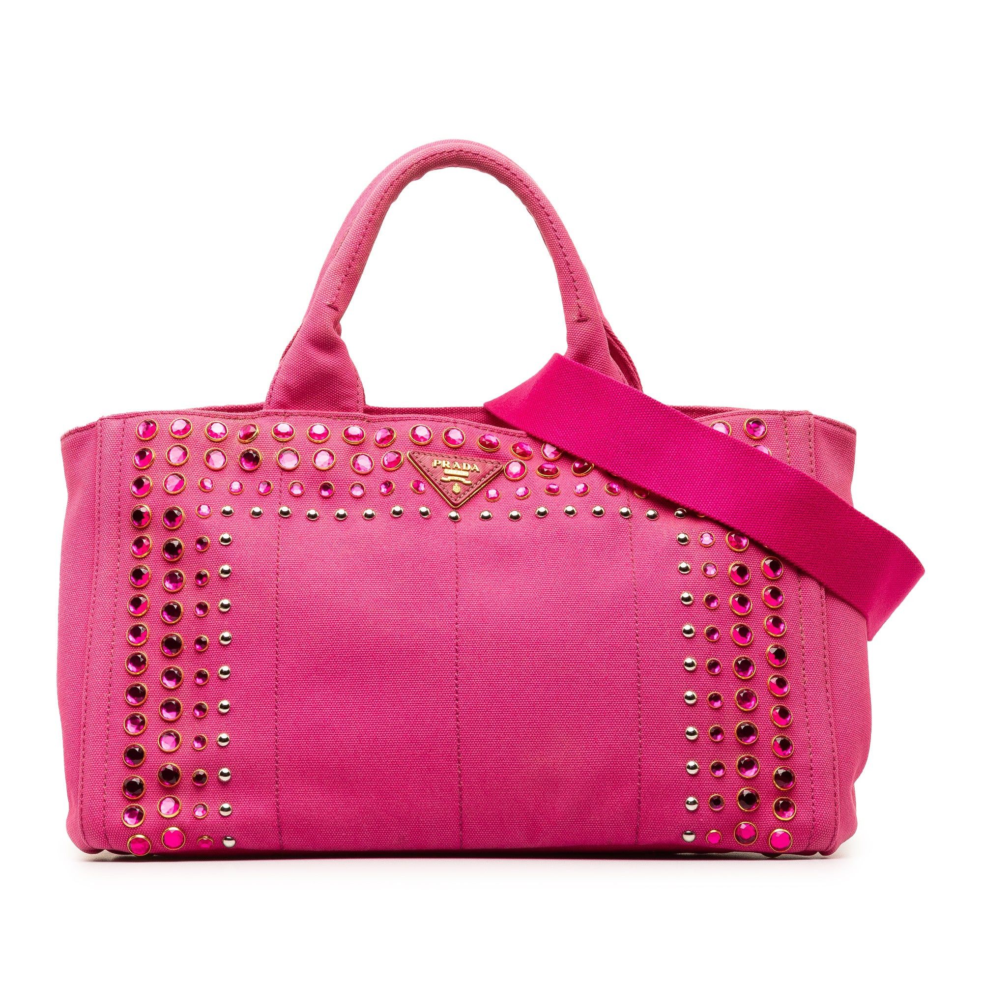 image of Prada Canapa Bijoux Satchel in Pink, Women's