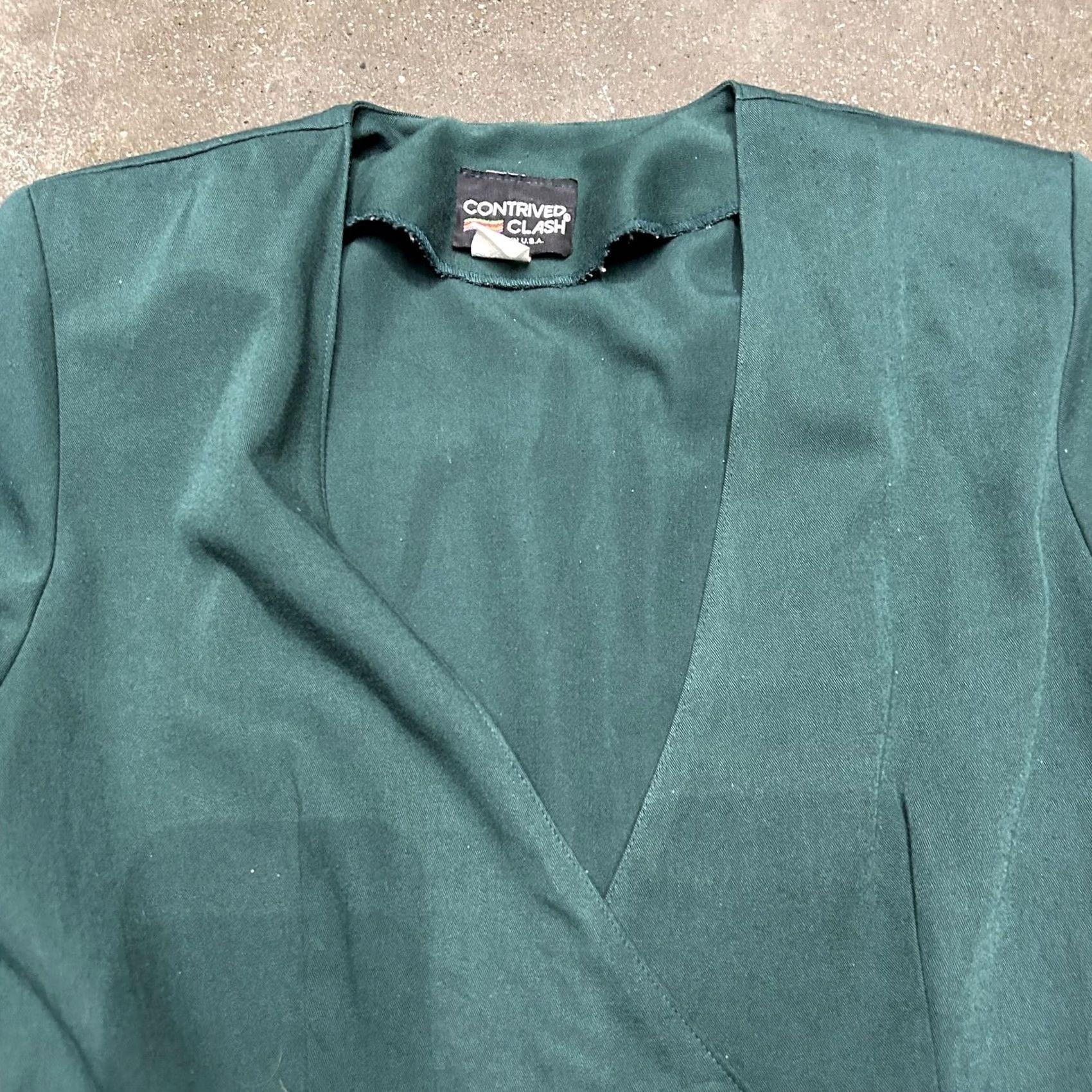 Doublet VINTAGE Contrived Clash Blazer Jacket Womens Medium Green Double Breasted Made USA Size M / US 6-8 / IT 42-44 - 2 Thumbnail