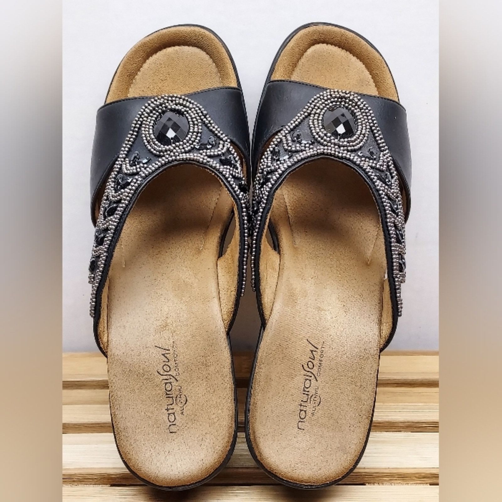 Other Natural Soul Womens Black Wedge Sandals Size 10M Size US 10 / IT 40 - 8 Thumbnail