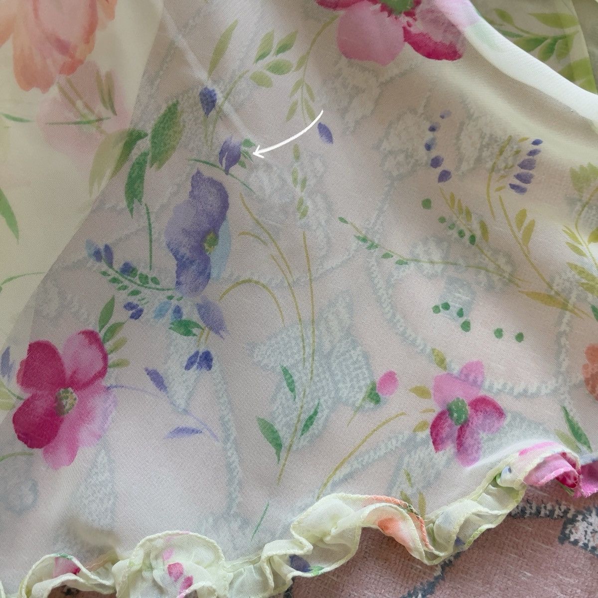 Victoria's Secret Victoria’s Secret 1990s Green Floral Chiffon Slip Dress (XS) Size XS / US 0-2 / IT 36-38 - 9 Thumbnail