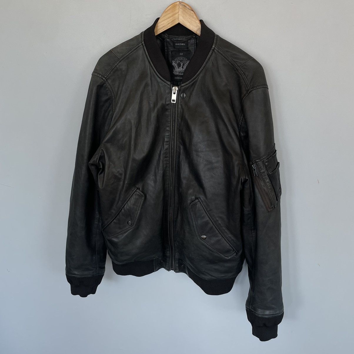 Diesel Vintage Diesel Distressed Leather MA1 Bomber jacket y2k | Grailed