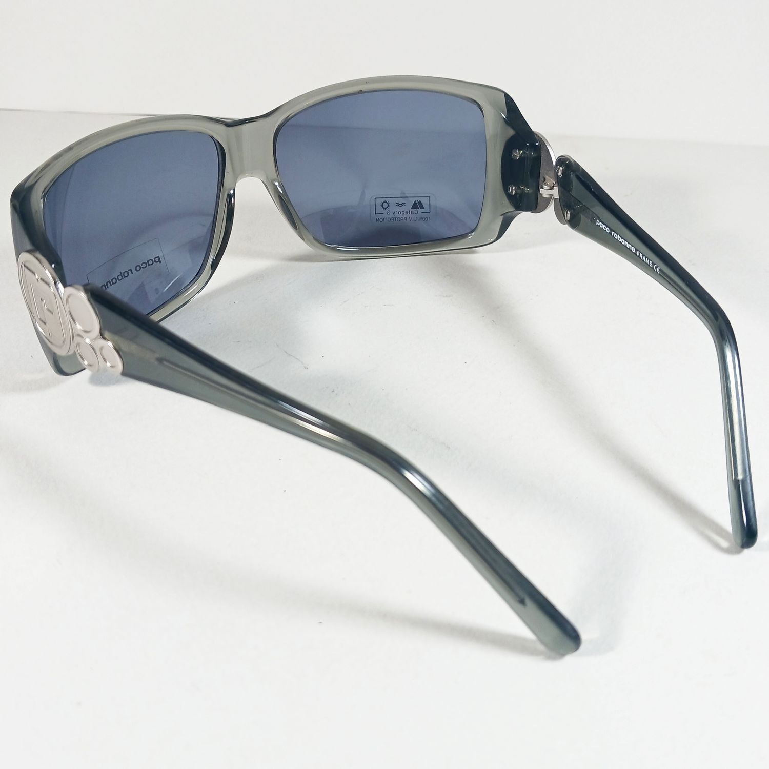 Paco Rabanne Paco Rabanne Gray Translucent Designer Wrap Sunglasses Size ONE SIZE - 10 Thumbnail