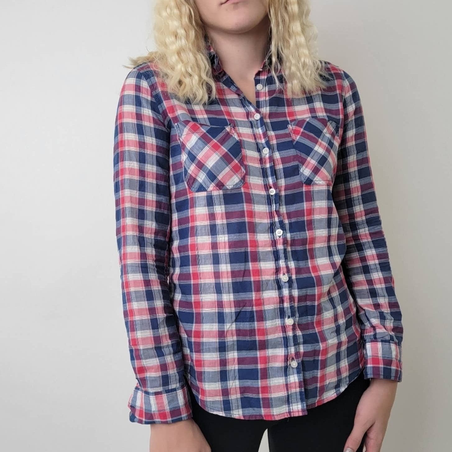 Aeropostale Aeropostale Lace Western Plaid Button Down Shirt - S Size S / US 4 / IT 40 - 1 Thumbnail