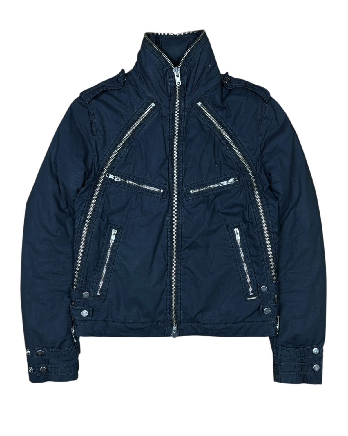 Diesel × Vintage Diesel Multizip Navy Racer Jacket Size US S / EU 44-46 / 1 - 1 Thumbnail