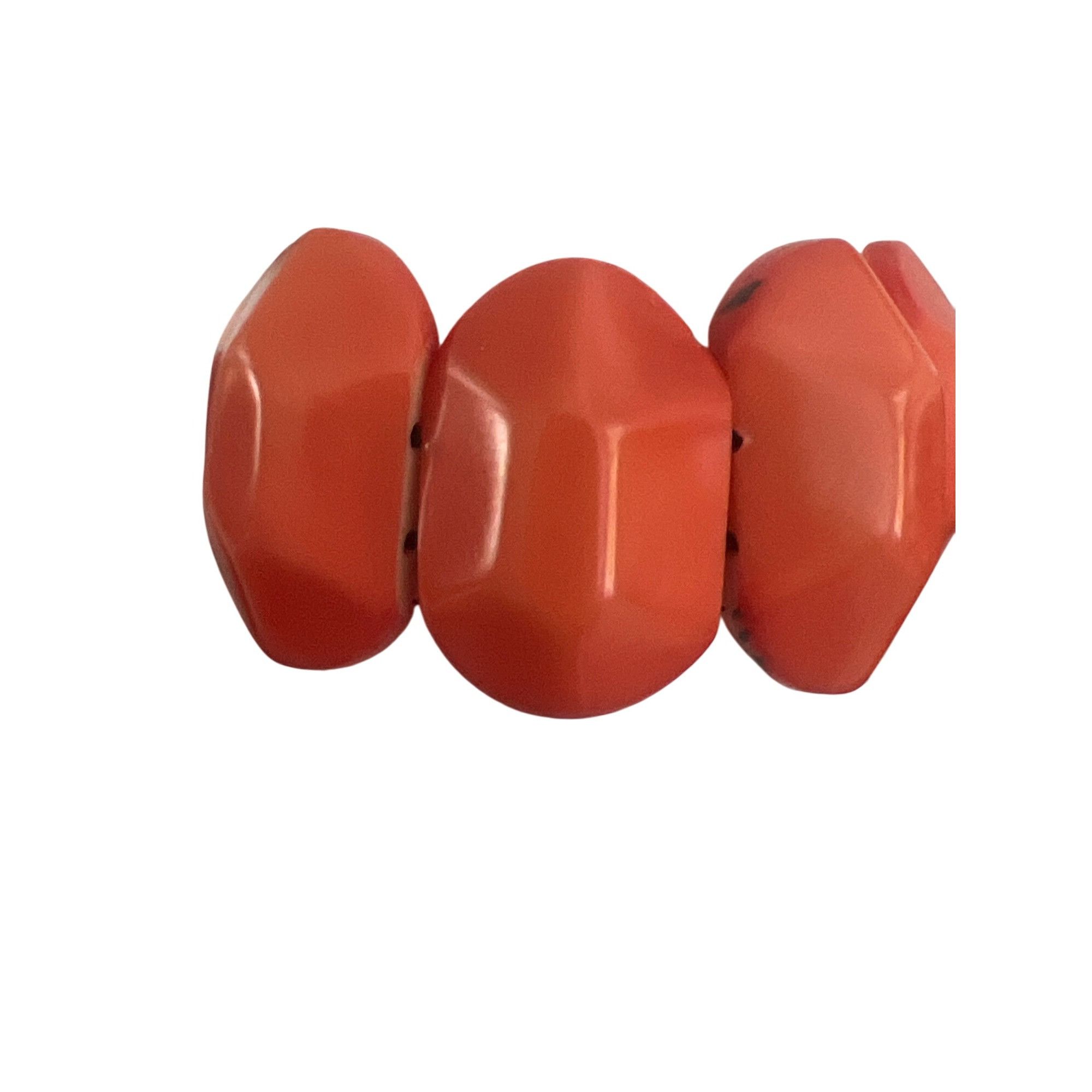Other Vintage Chunky Orange Coral Beaded Bracelet Stretch Faceted Size ONE SIZE - 5 Thumbnail