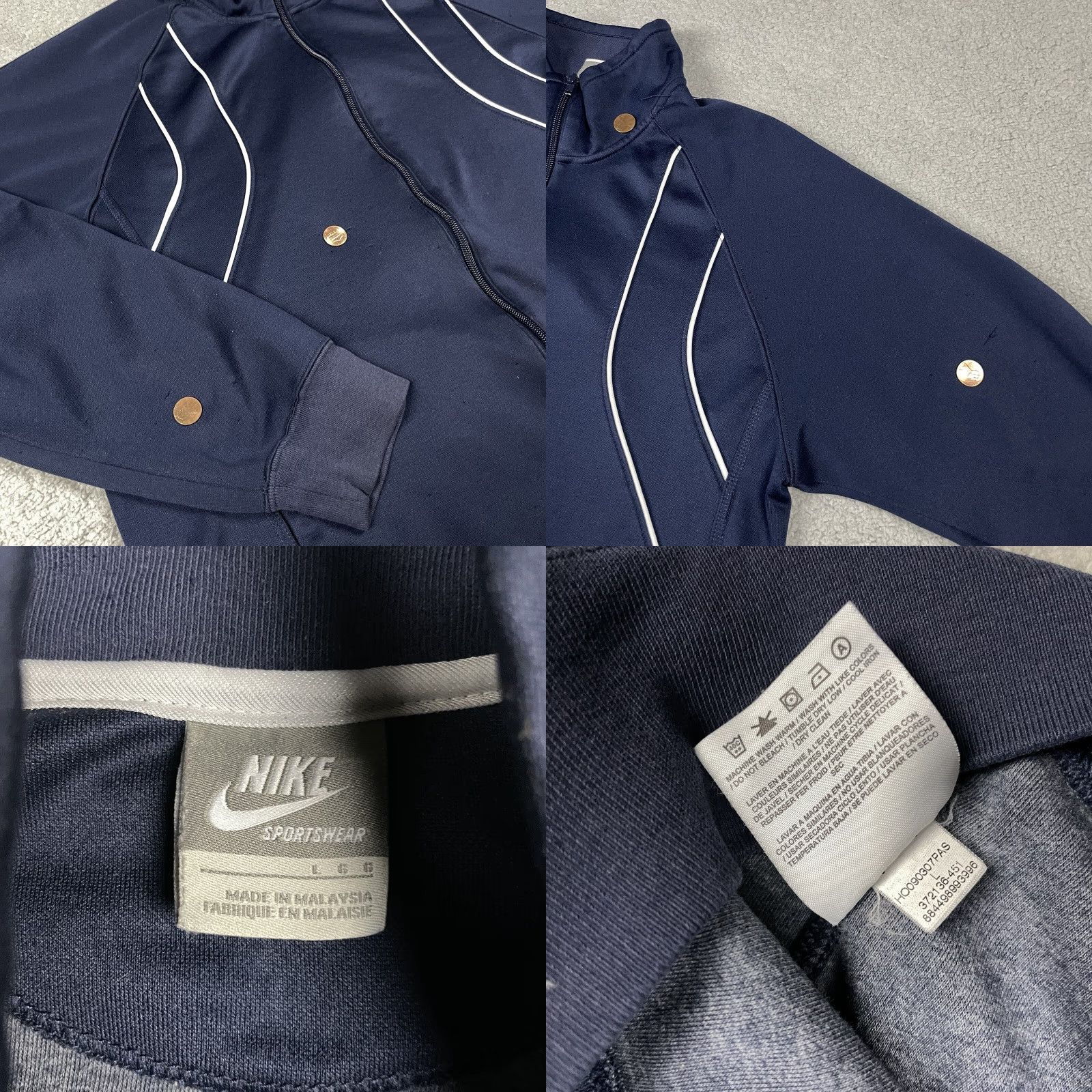 Nike VINTAGE Nike Jacket Mens L Blue Long Sleeve Full Zip Stripe Tag Pockets Size US L / EU 52-54 / 3 - 8 Thumbnail