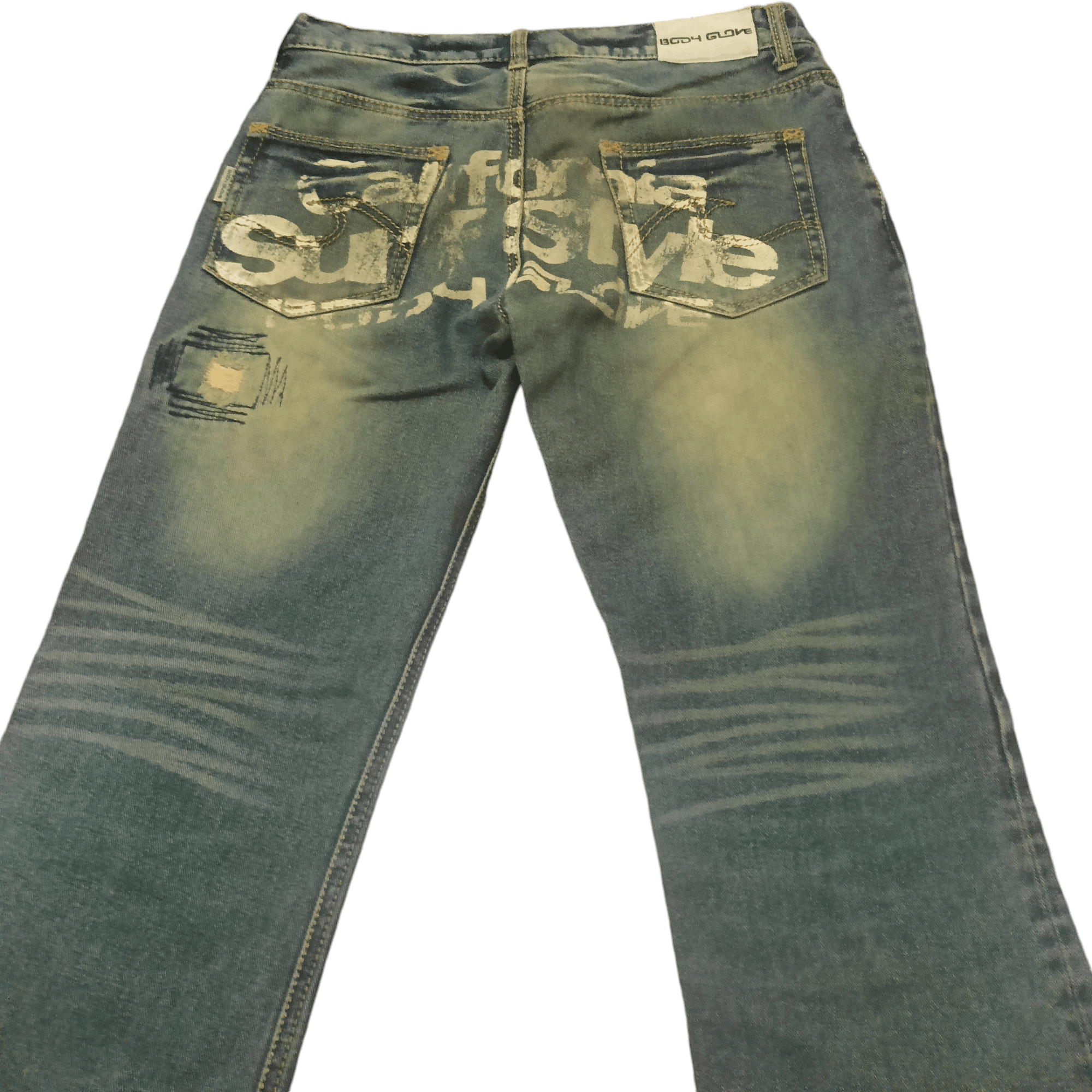 Body Glove × Japanese Brand Body glove distressed thrashed flare jeans patches patchwork Size US 31 - 9 Thumbnail