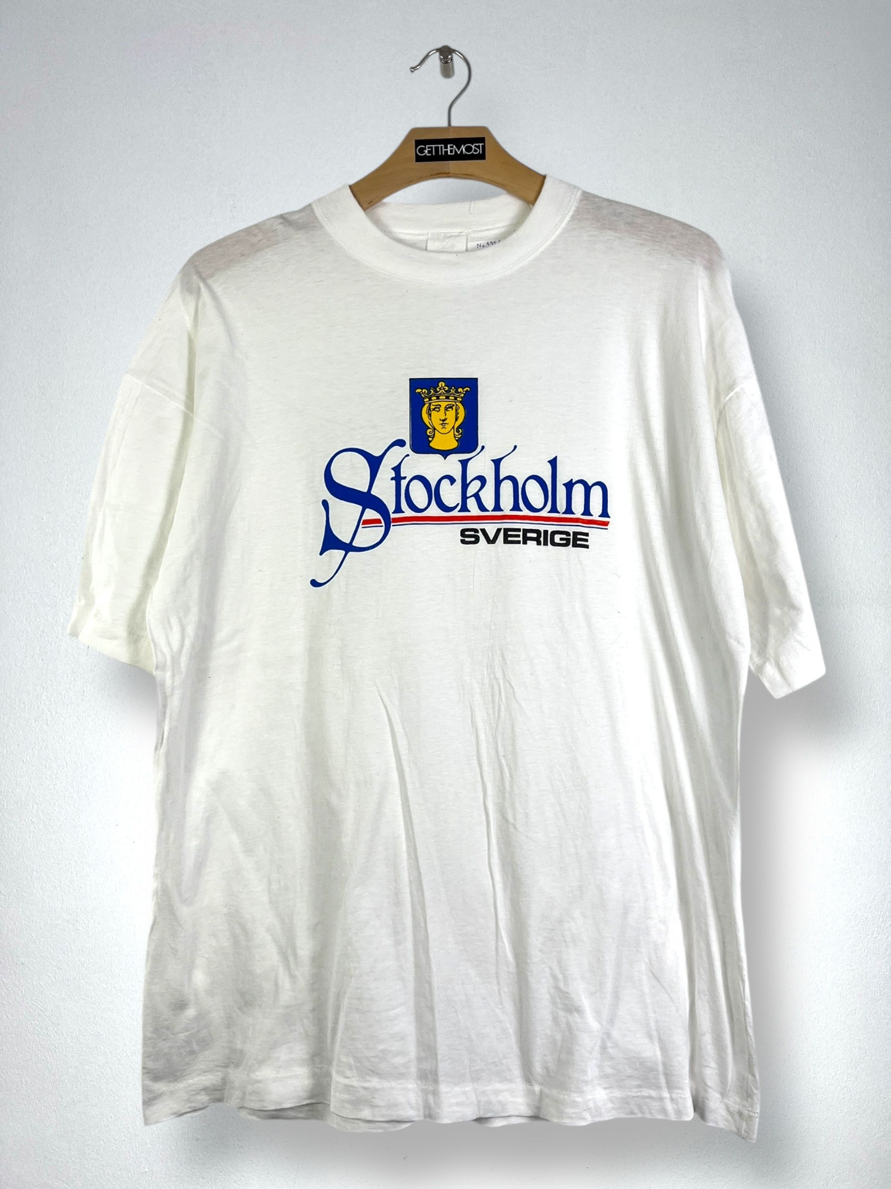 Vintage No.4726 Vintage 90s Graphic Tee Stockholm Souvenir Size US XL / EU 56 / 4 - 1 Thumbnail