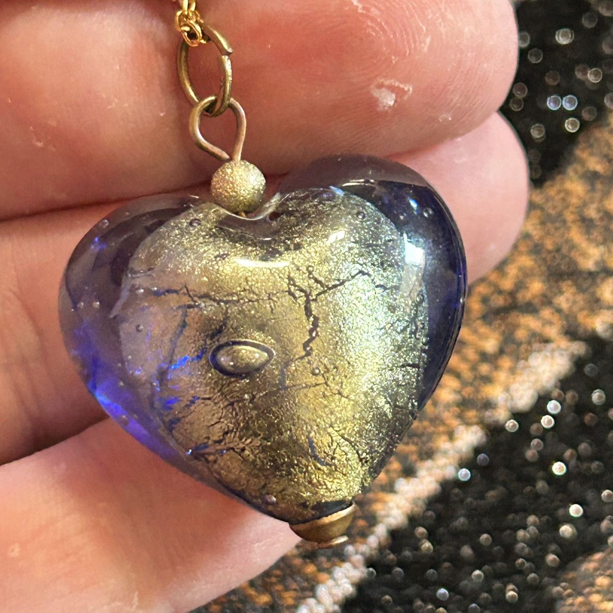 Handmade Handcrafted dichroic glass bubble heart pendant necklace Size ONE SIZE - 9 Thumbnail