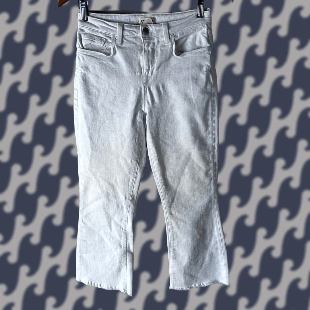 L'AGENCE L'AGENCE Kendra High Rise Cropped Flare Jeans White Size 26 Cropped Flare Denim Women's Jeans 5-Pocket Raw Hem Wear Stretch Cotton Blend Zinc? Size 26" / US 2 / IT 38 - 1 Thumbnail