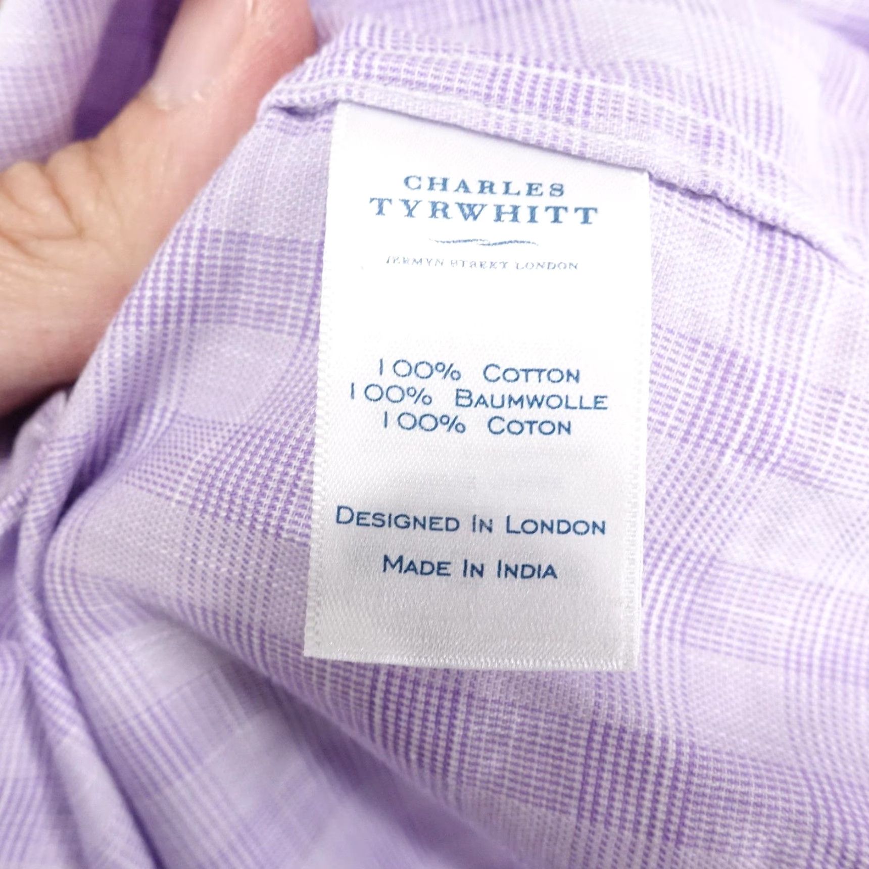 Charles Tyrwhitt VINTAGE Charles Tyrwhitt Dress Shirt Mens 17.5 34 XL Long Sleeve Cotton Purple Check Classic Fit Business Size 46R - 7 Thumbnail