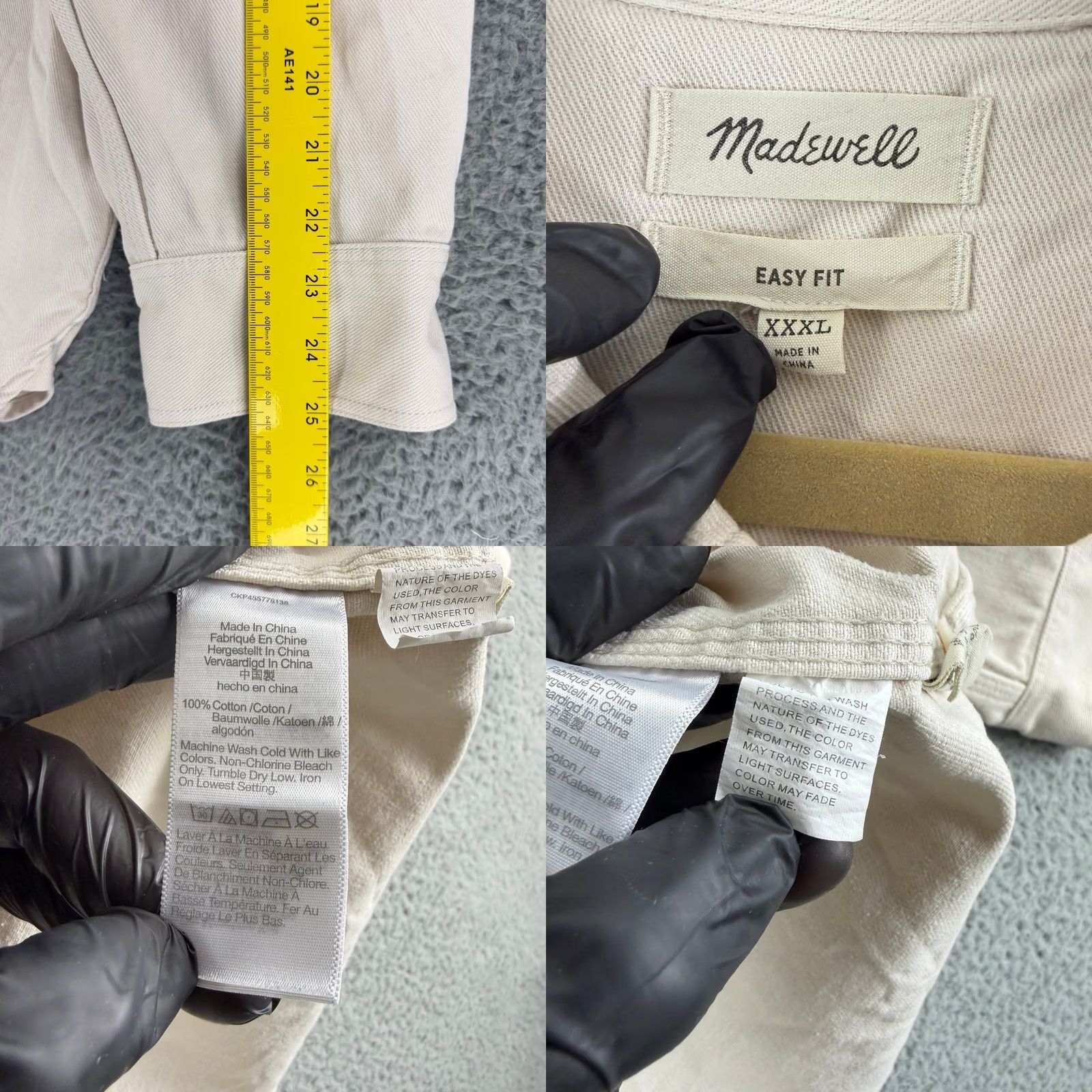 Madewell Madewell Button-Up Shirt Mens 3X Ivory Twill Long Sleeve Button-Down Casual Workwear, Heavyweight, Pockets, Relaxed Fit, Big & Tall Size US XXL / EU 58 / 5 - 8 Thumbnail