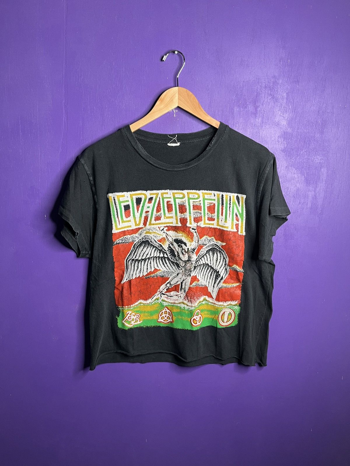 Band Tees × Vintage Vintage 80s LED Zeppelin cropped band t-shirt Size US M / EU 48-50 / 2 - 1 Thumbnail