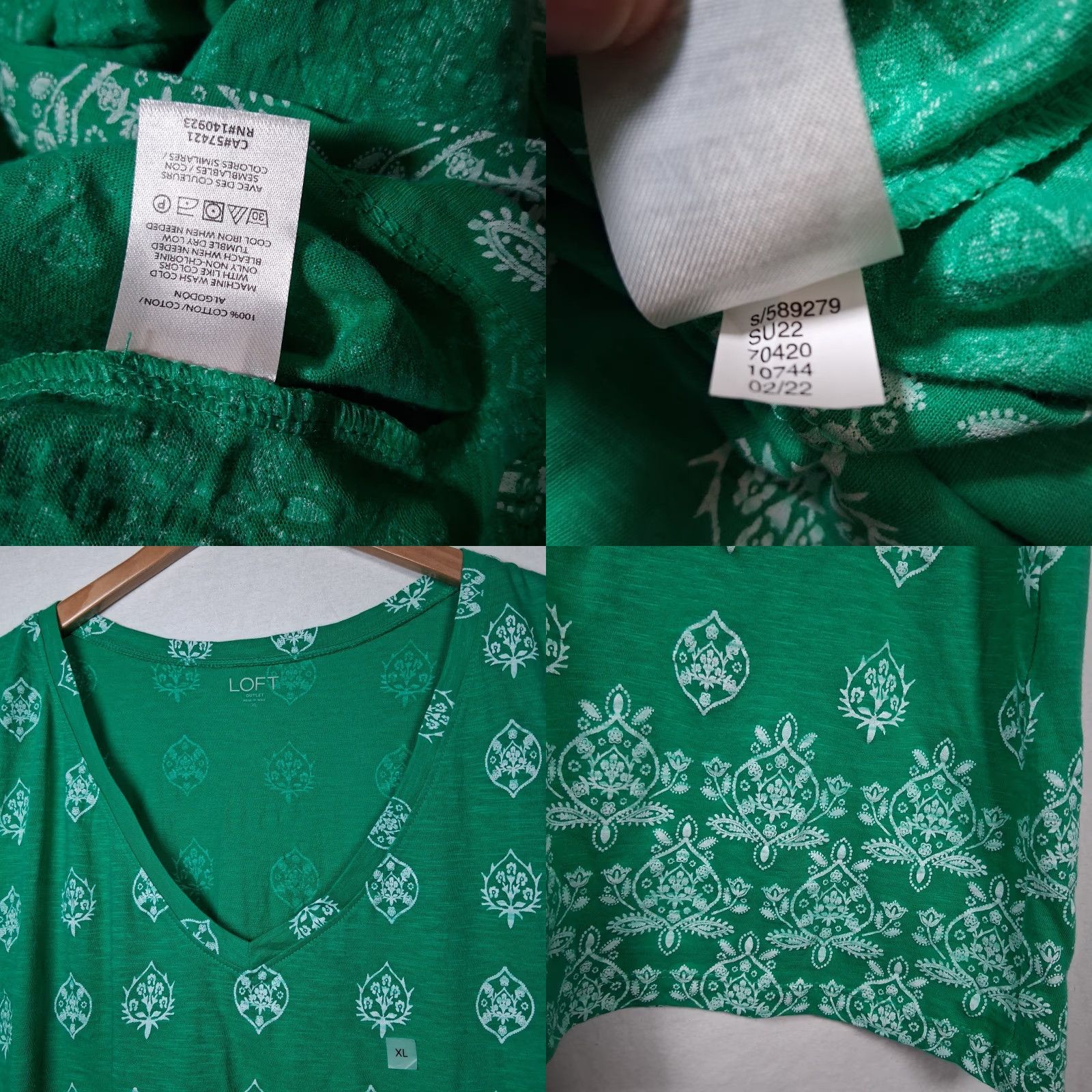 Loft VINTAGE Loft Outlet Tank Top Women XL Green White Floral Kelly Green Burnout New READ Size XL / US 12-14 / IT 48-50 - 8 Thumbnail