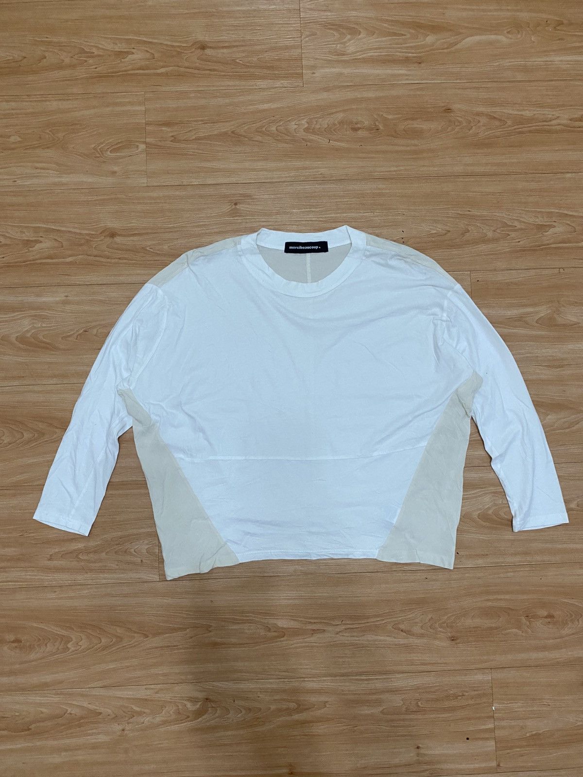 mercibeaucoup mercibeaucoup. Oversized Long Sleeve Top White Beige Panel Size L / US 10 / IT 46 - 1 Thumbnail
