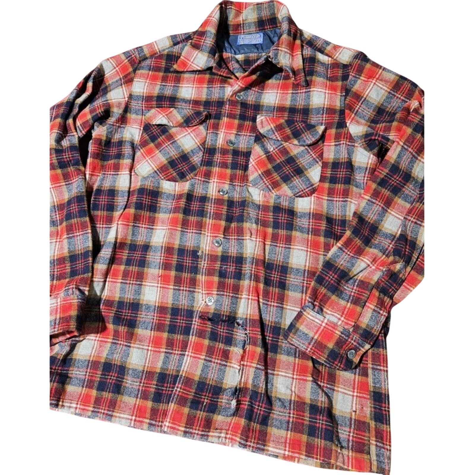 Pendleton 70s Pendleton Men L Wool Board Shirt USA Distressed Vintage Size US L / EU 52-54 / 3 - 1 Thumbnail