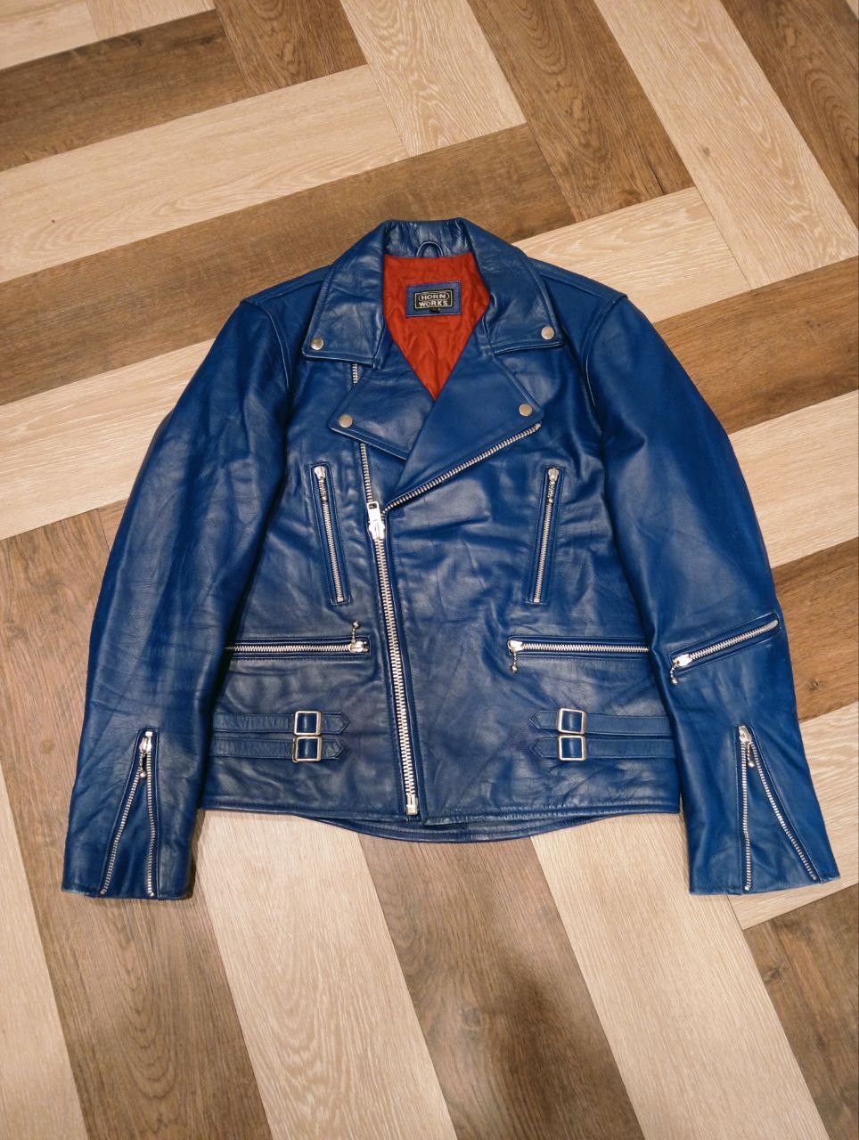 Japanese Brand JAPANESE HORN WORKS RIDER LEATHER JACKET Size US L / EU 52-54 / 3 - 4 Thumbnail