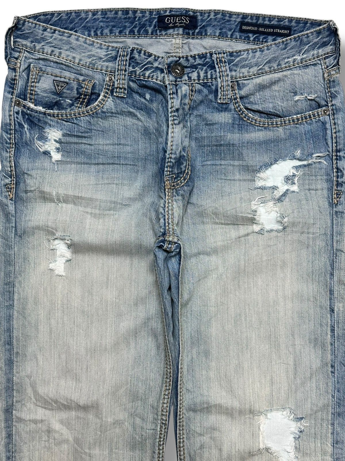 Guess Guess Vintage Distressed Ripped Straight Leg Jean With Faded Size US 36 / EU 52 - 2 Thumbnail
